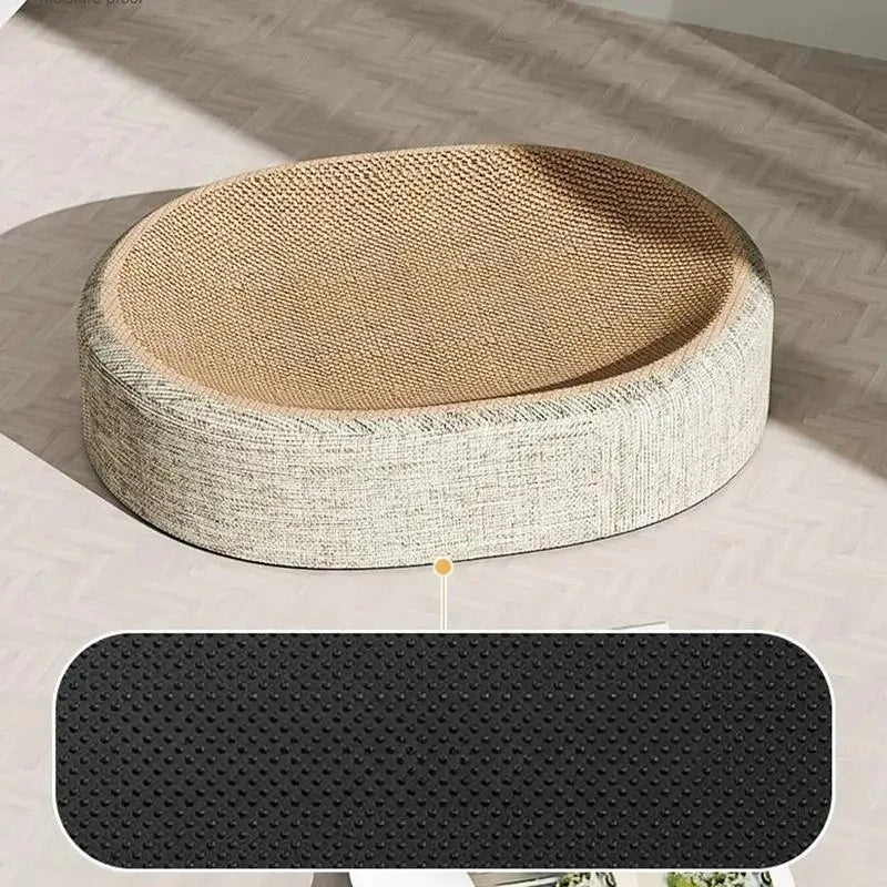 Oval Sisal Cat Scratcher Bed – 2-in-1 Scratching Pad & Sleeping Mat