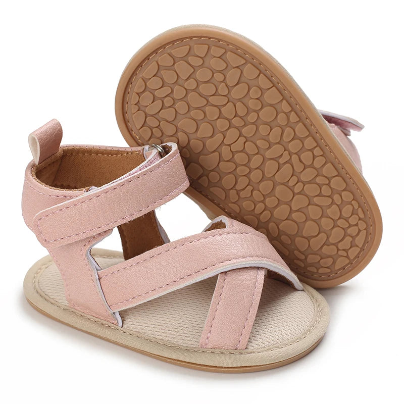 Baby Girl Pink Bow Sandals – Soft Sole Anti-Slip (0-18 Months)