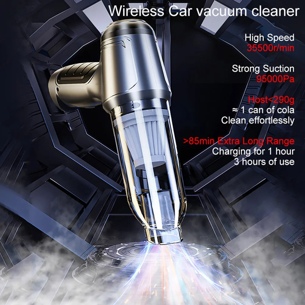 Handheld Wireless Car Vacuum Cleaner 95000Pa 2-in-1 Blower & Home Use