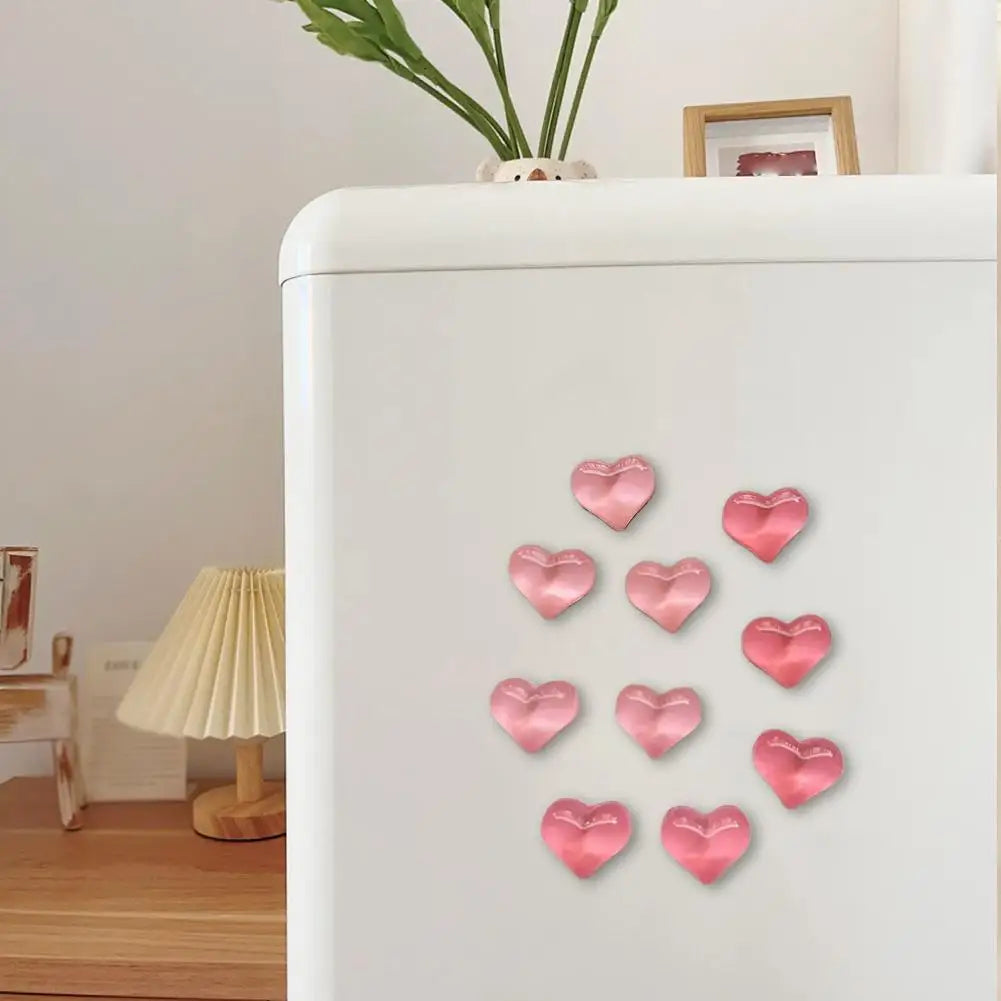 Heart-Shaped Resin Fridge Magnets – Set of 10