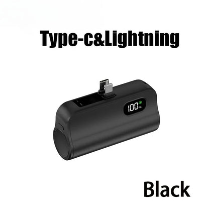 Mini Capsule Power Bank 5000mAh Plug-in Portable Charger for iPhone & USB-C