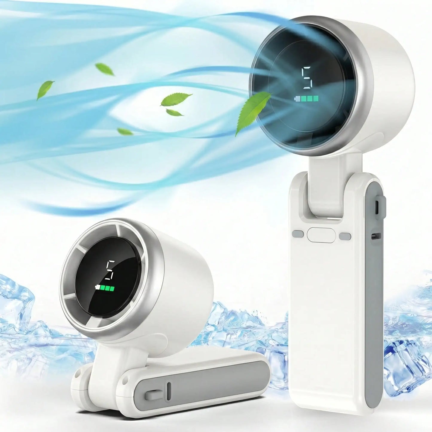 Portable Handheld Turbo Fan – 5000mAh Battery, 5-Speed LED Display