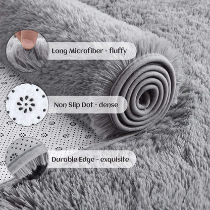 Fluffy Shaggy Bedside Rug – Soft Non-Slip Bedroom Carpet Runner