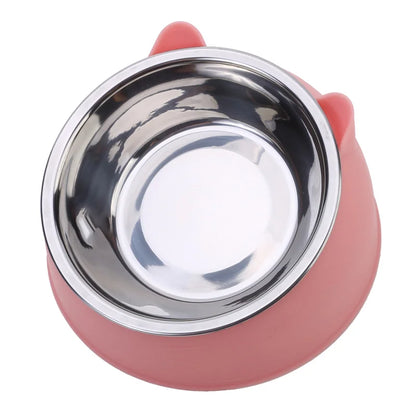 Tilted Stainless Steel Pet Feeding Bowl for Cats & Dogs