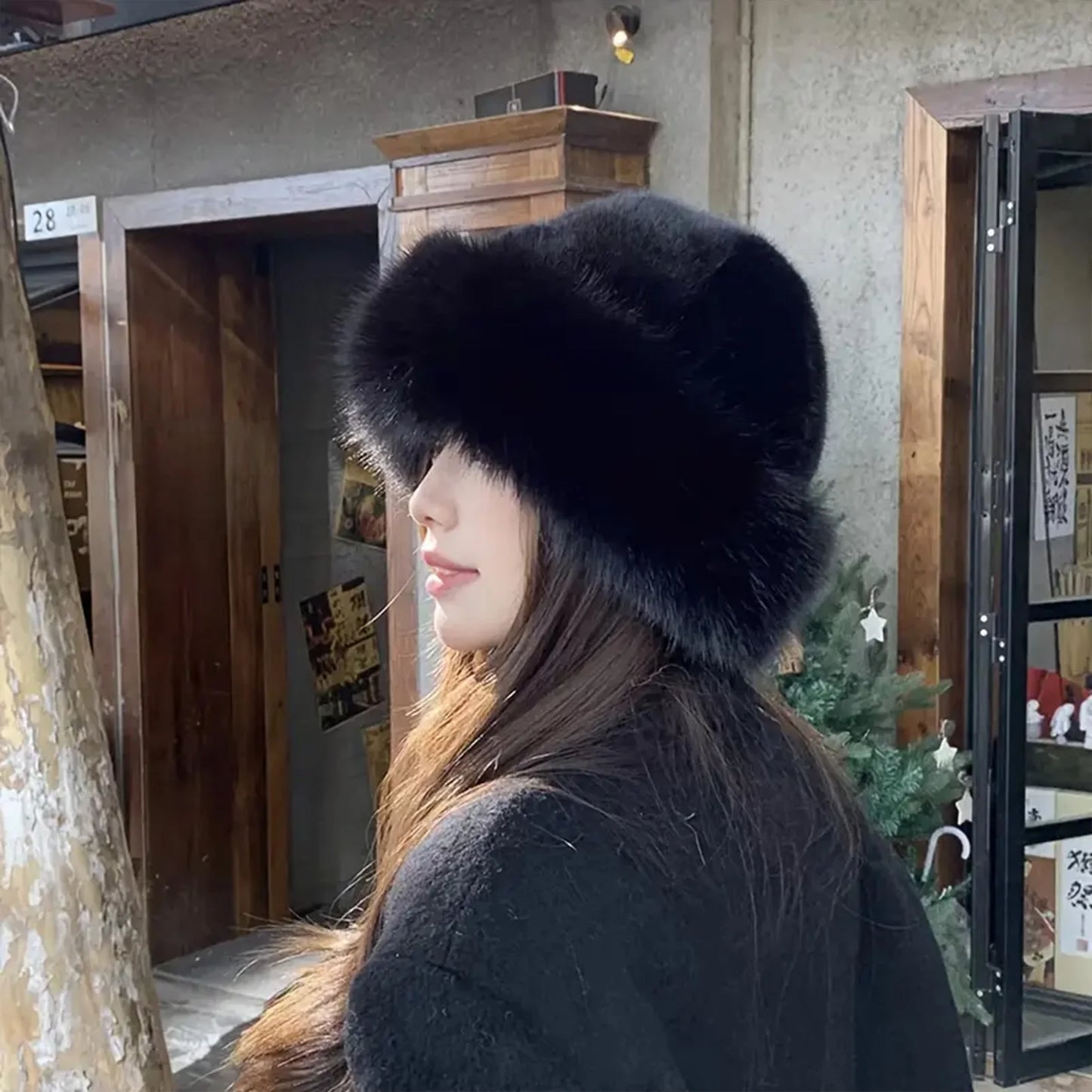 Faux Fur Winter Hat for Women – Fluffy Warm Bucket Cap