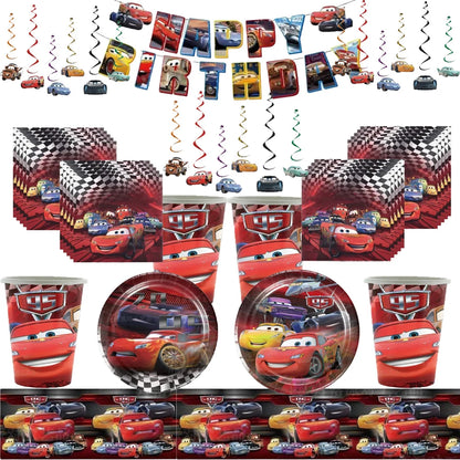Red McQueen Racing Theme Party Tableware Set – Disposable Decorations