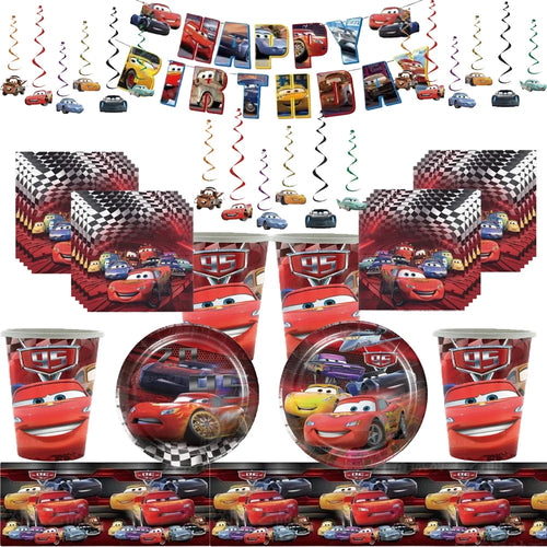 Red McQueen Racing Theme Party Tableware Set – Disposable Decorations