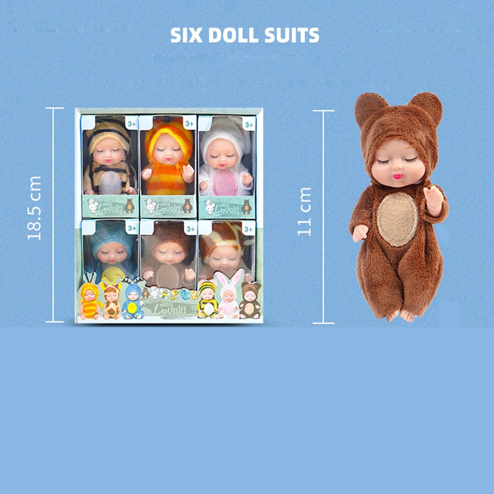 Mini Sleeping Baby Doll in Animal Costume – Cute Reborn Toy