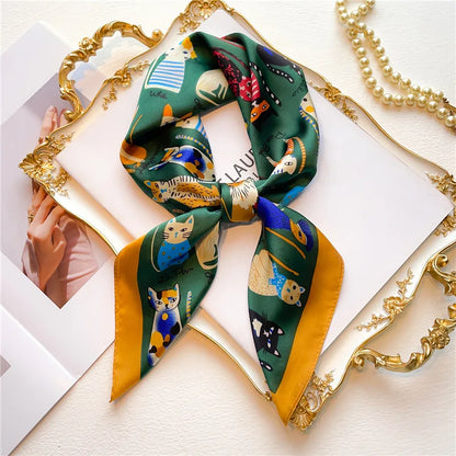 Faux Silk Square Scarf – Elegant Printed Shawl for Women