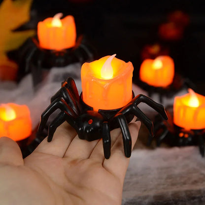 Halloween Spider LED Pumpkin Candle Light – Spooky Party Decor