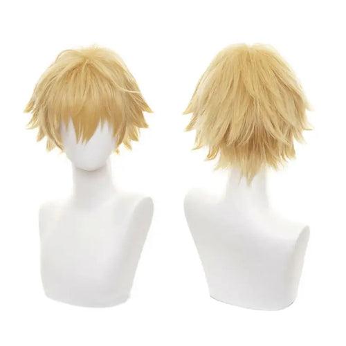 Blonde Short Spiky Anime Cosplay Wig – Heat Resistant Synthetic Hair for Men