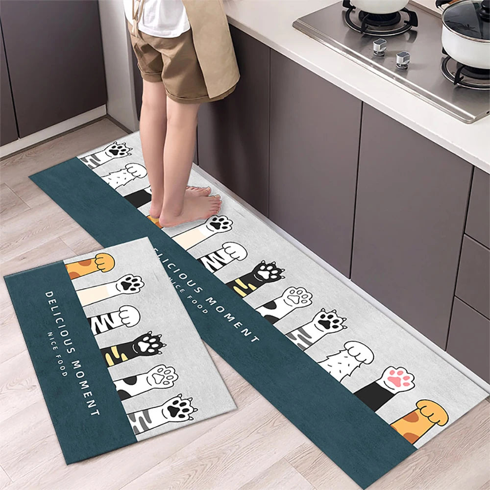 Non-Slip Kitchen Mat Set – Crystal Velvet Absorbent Rugs for Kitchen & Bathroom