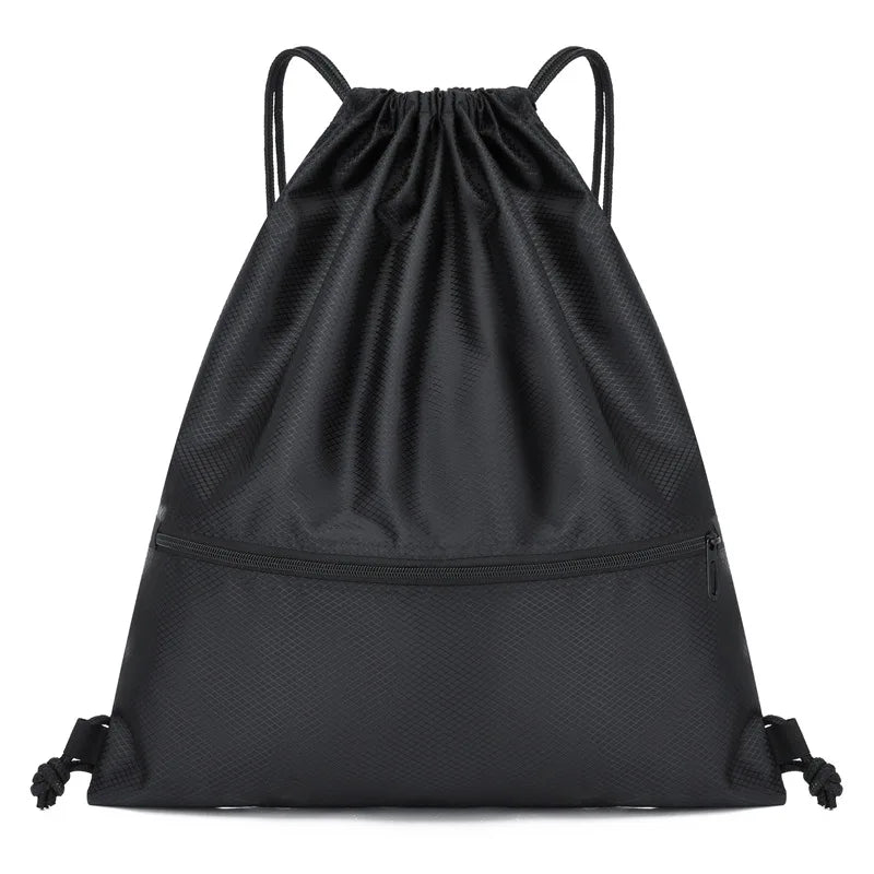 Drawstring Backpack – Lightweight Sports Gym Bag with Zipper Pocket