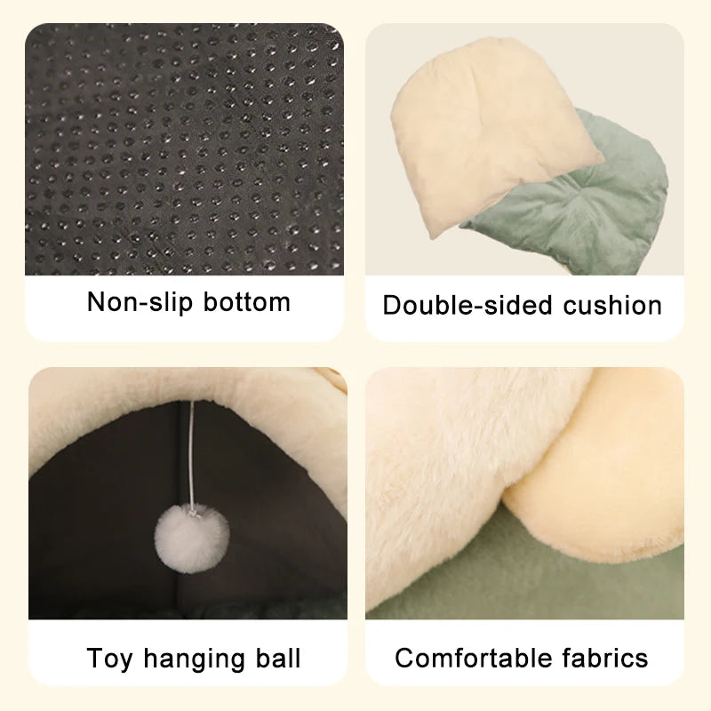 Cat Cave Bed – Foldable Washable Pet Sleeping Nest for Cats & Small Dogs