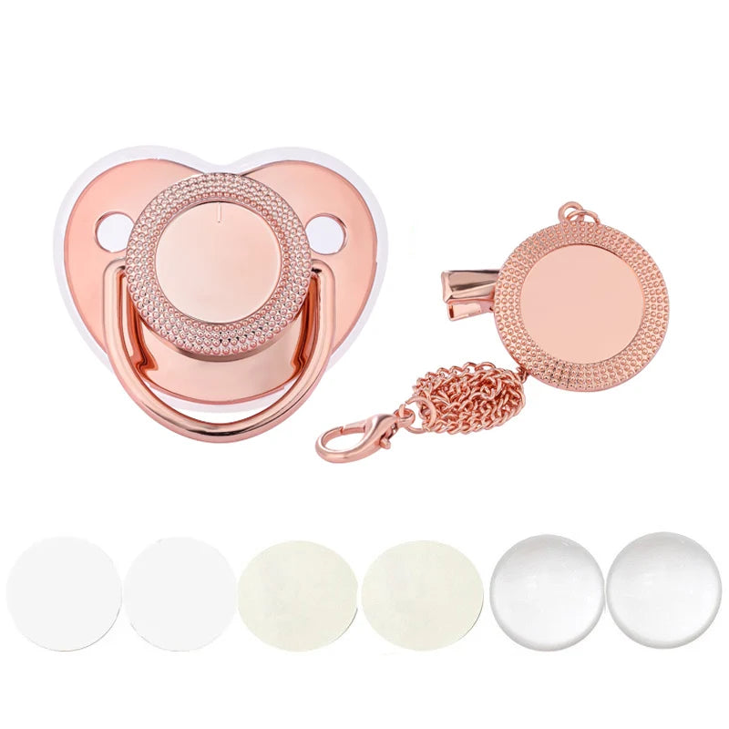 Luxury Bling Baby Pacifier & Clip Set – Personalized Newborn Dummy