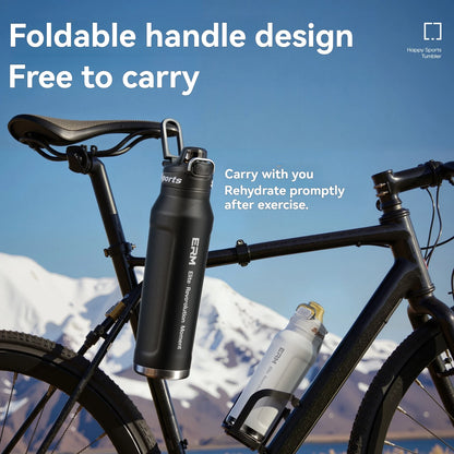 Insulated Sports Water Bottle Stainless Steel Double Wall with Handle