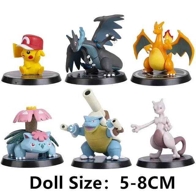 6 Piece Pokémon Pikachu Charizard Blastoise Figure Set