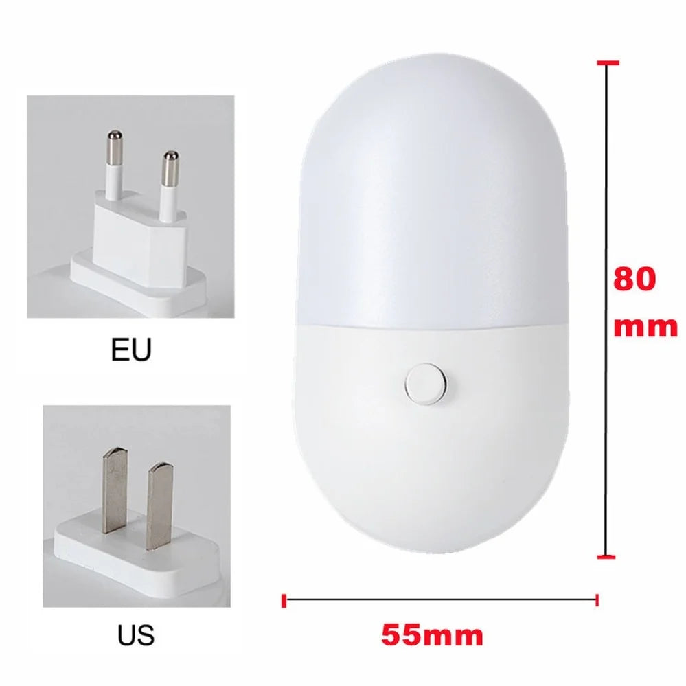 LED Plug-In Night Light – Bedside Lamp for Bedroom, Kids & Hallway