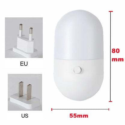 LED Plug-In Night Light – Bedside Lamp for Bedroom, Kids & Hallway