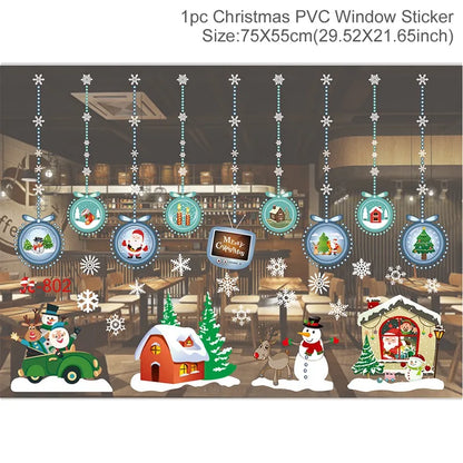 Christmas Window Wall Stickers – Festive PVC Decals