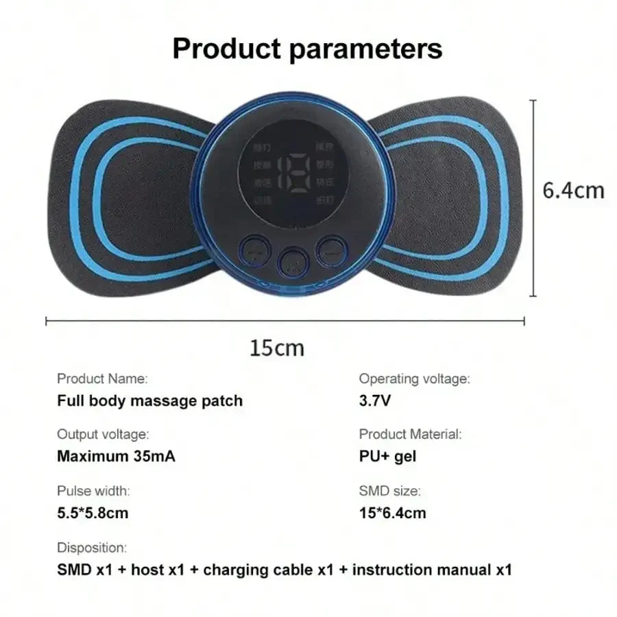 EMS Muscle Stimulator Electric Massager with Patches & Remote