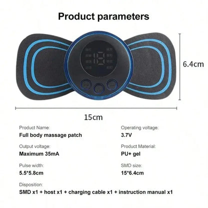 EMS Muscle Stimulator Electric Massager with Patches & Remote