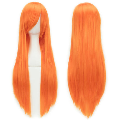 80cm Long Synthetic Cosplay Wig – Straight Hair, 36 Colors