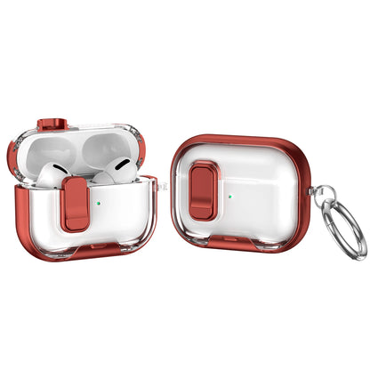 Clear AirPods Pro 3 Case Shockproof TPU Cover with Lock & Carabiner Ring