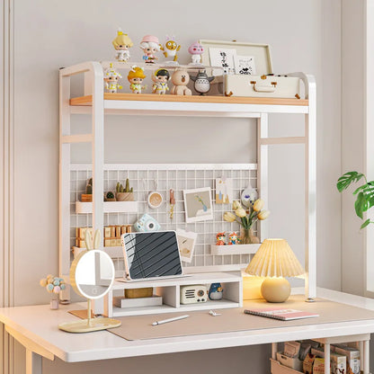 Multi-Layer Desktop Bookshelf with Wrought Iron Frame