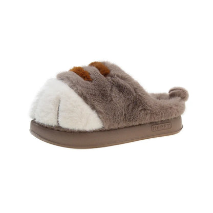 Fluffy Cat Claw Slippers for Women - Warm Non-Slip Furry House Slides
