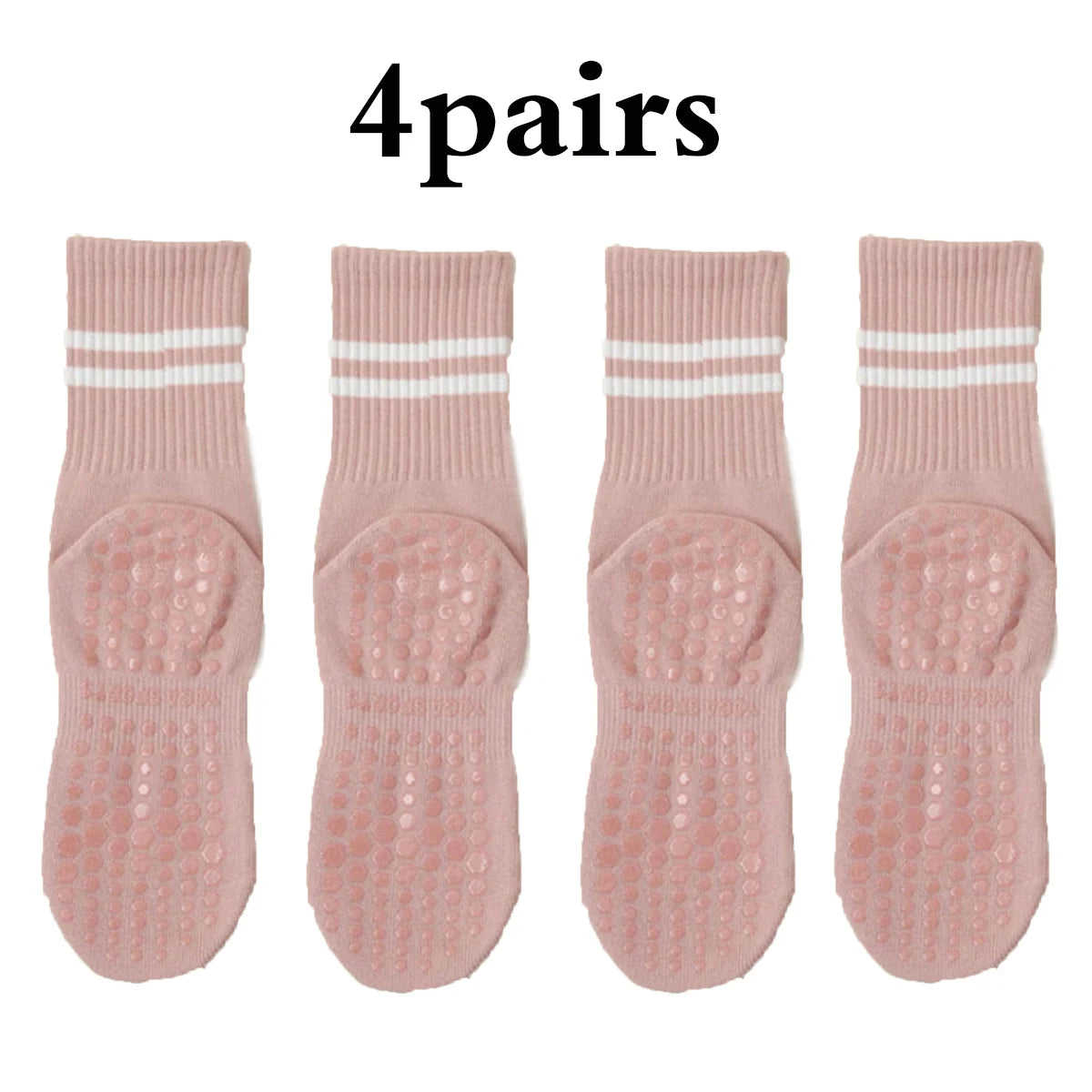4 Pairs Women's Non Slip Pilates Yoga Grip Socks