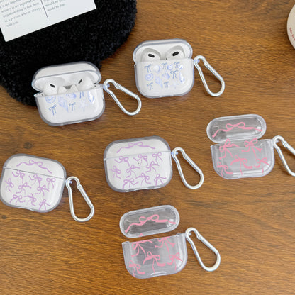 Pink Bow AirPods Case with Keychain – Clear Protective Cover