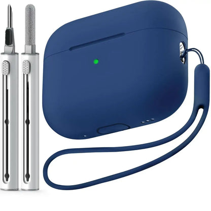 Silicone AirPods Pro 2 Case with Wrist Strap & Cleaning Kit