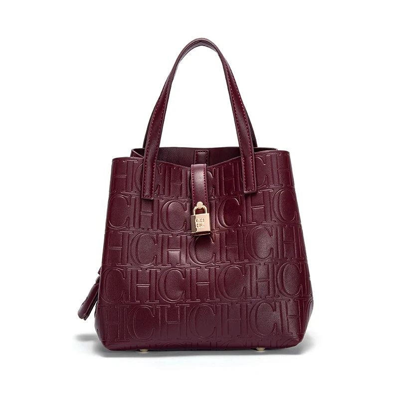 Large Capacity Women's Tote Bag with Monogram Embossed Design