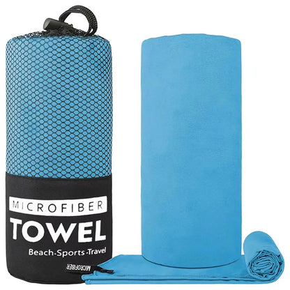Microfiber Sports Towel with Mesh Bag – Quick Dry, Sand Free