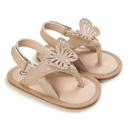 Baby Butterfly Sandals – Glitter Soft Sole Summer Shoes