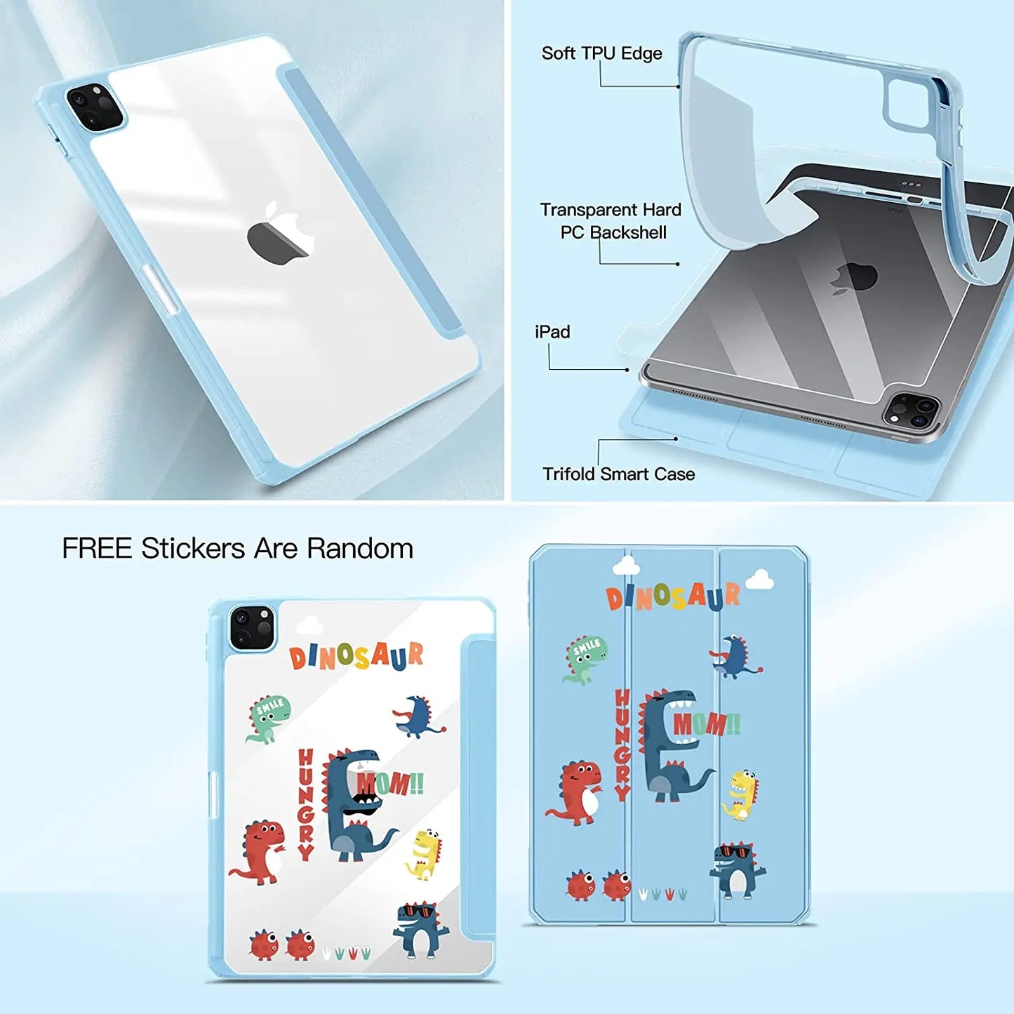 iPad Case with Pencil Holder – Clear Back Folio Cover