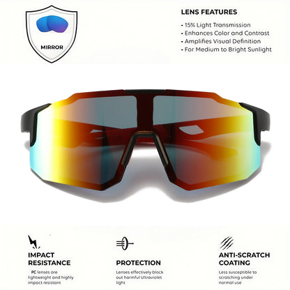 Oversized Sports Sunglasses – Wraparound Mirror Lens
