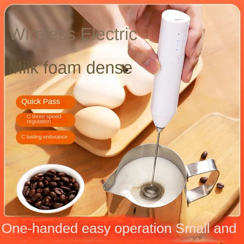 Electric Milk Frother Handheld USB Rechargeable 3-Speed Whisk Mixer