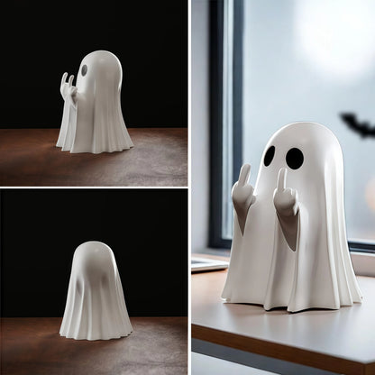 Halloween Ghost Statue – Funny Middle Finger Ghost Figurine Decor
