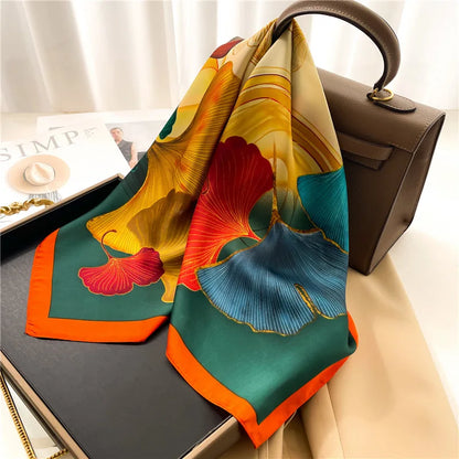 Faux Silk Square Scarf – Elegant Printed Shawl for Women
