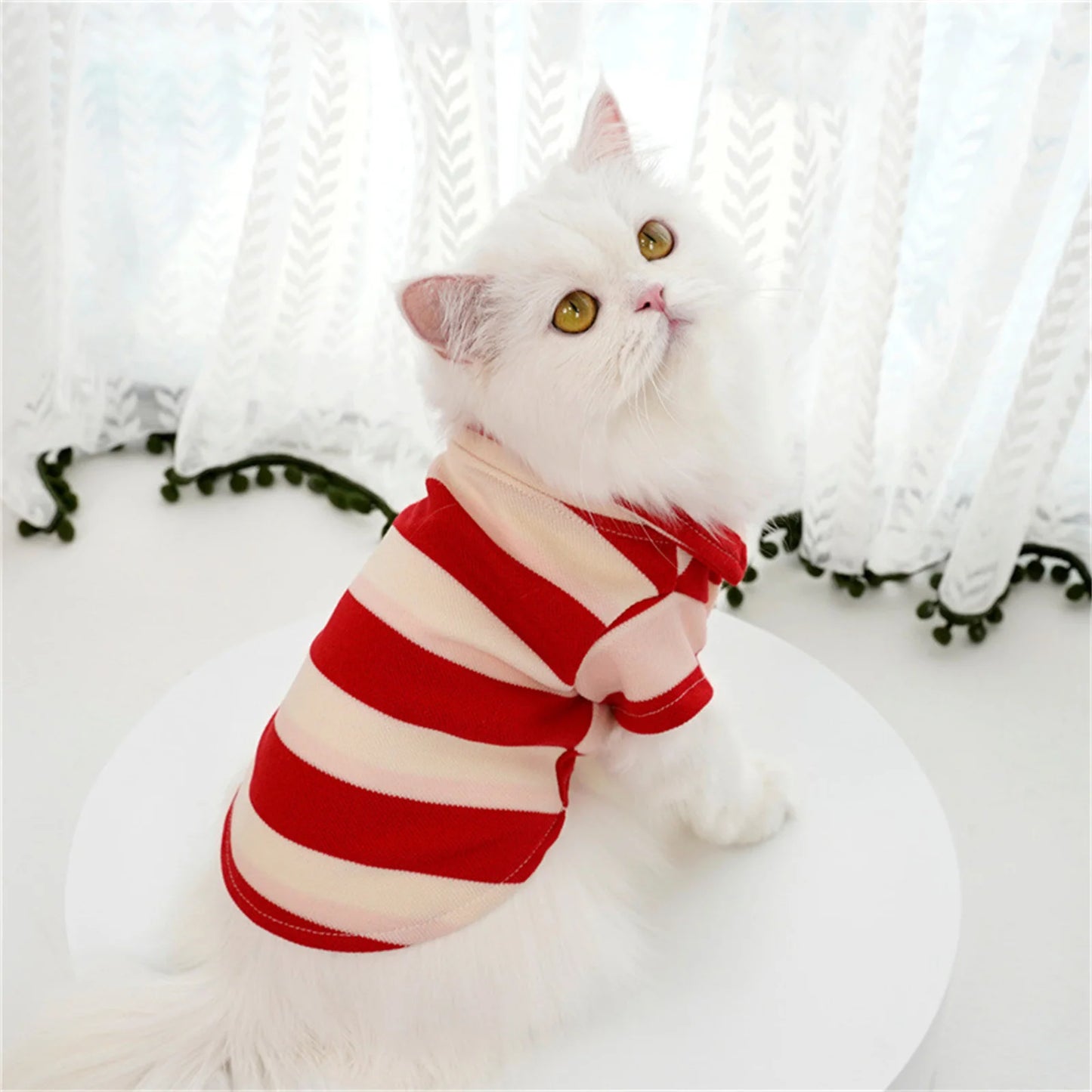 Striped Dog Polo Shirt for Small Dogs & Cats