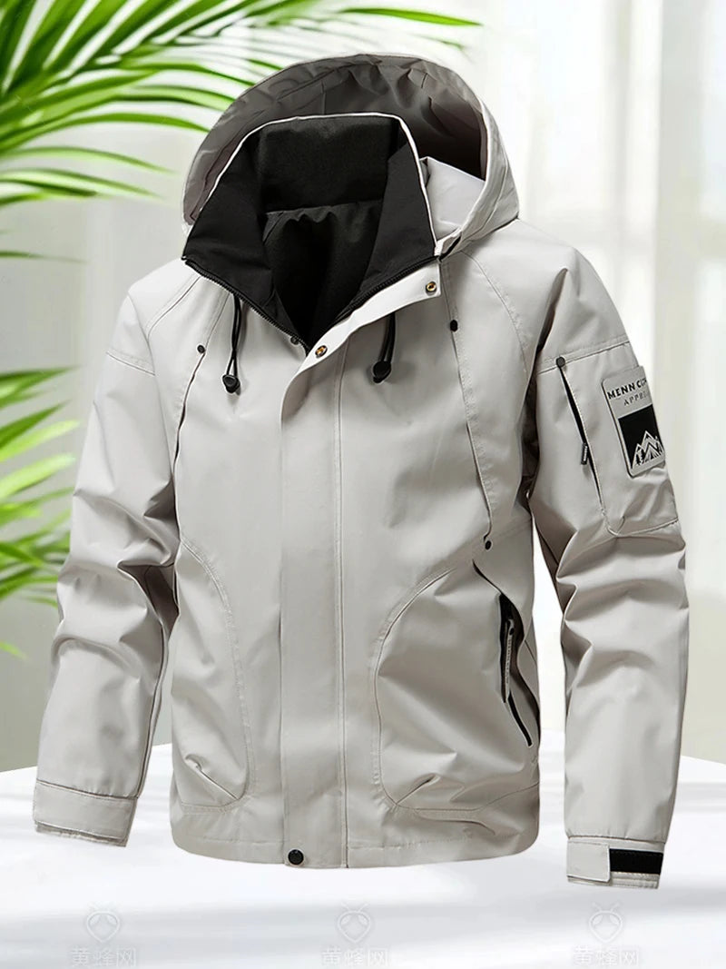 Men's Waterproof Hooded Windbreaker Jacket Hiking Outdoor