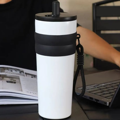Stainless Steel Travel Thermos with Straw Lid – 700ml (23oz)