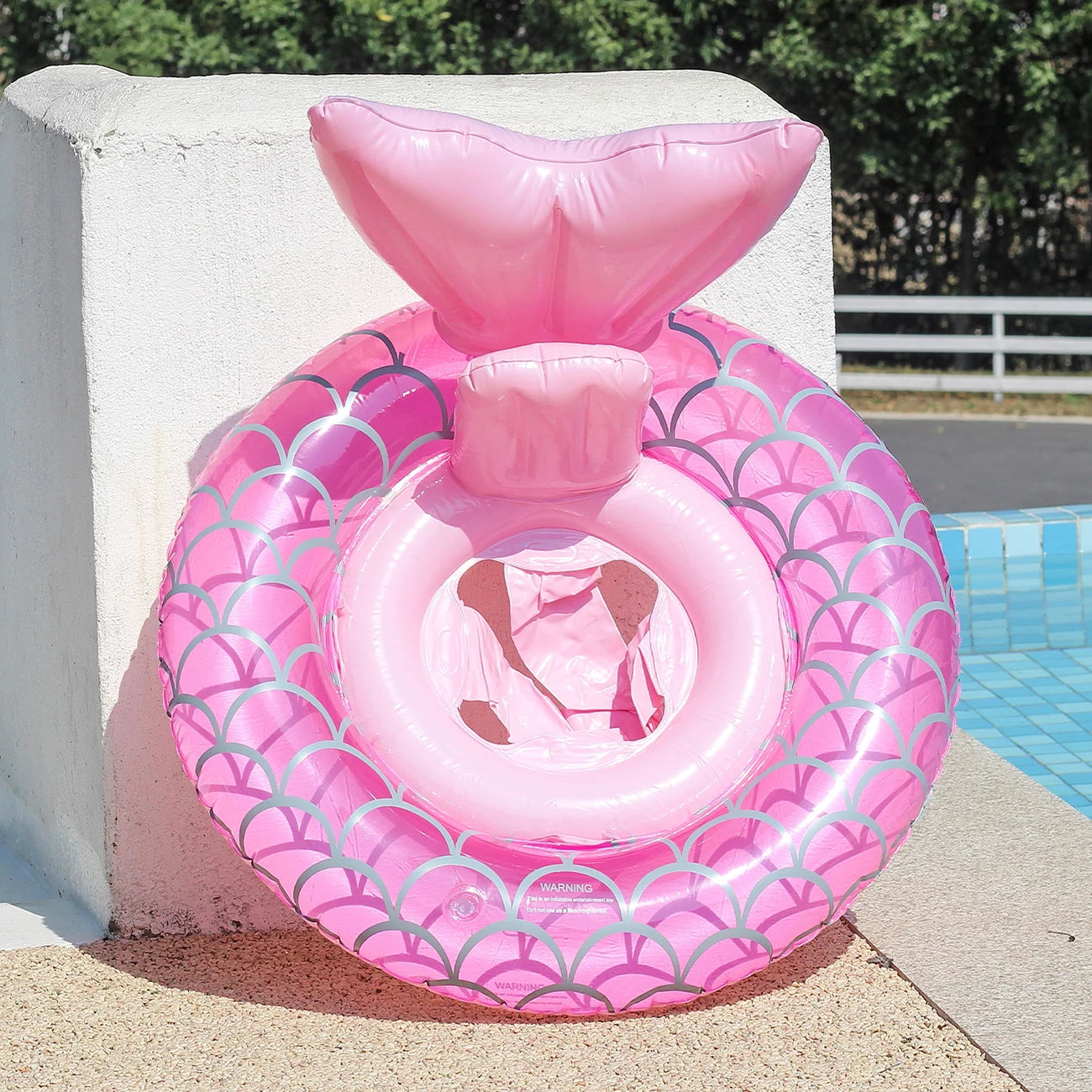 Baby Pool Float Mermaid Tail Inflatable Swim Ring for Infants & Toddlers