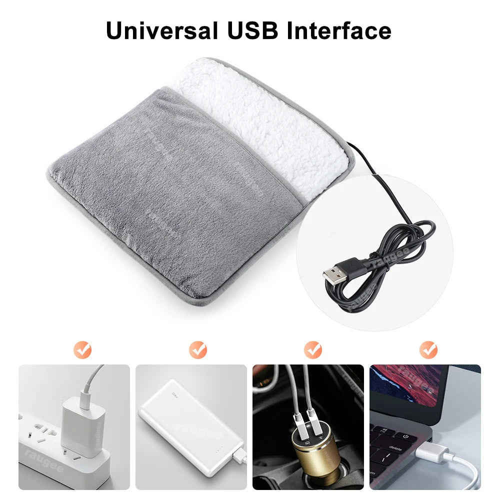 USB Electric Foot Warmer Heating Pad – Soft Plush Fleece