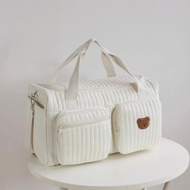 Large Capacity Diaper Bag – Quilted Cotton Mommy Tote