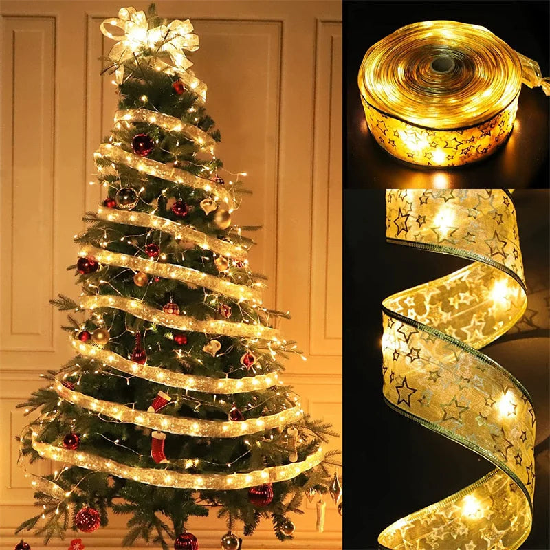 Christmas Ribbon Fairy Lights with LEDs – 1m to 10m Xmas Tree Decor