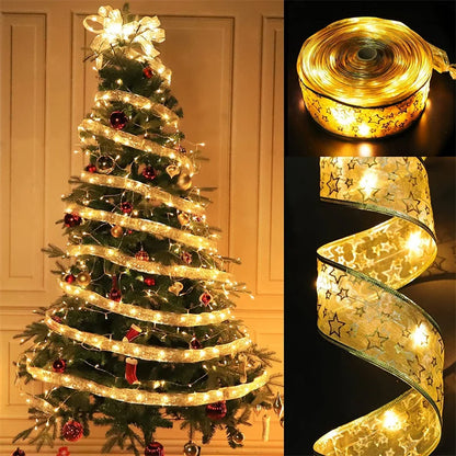 Christmas Ribbon Fairy Lights with LEDs – 1m to 10m Xmas Tree Decor