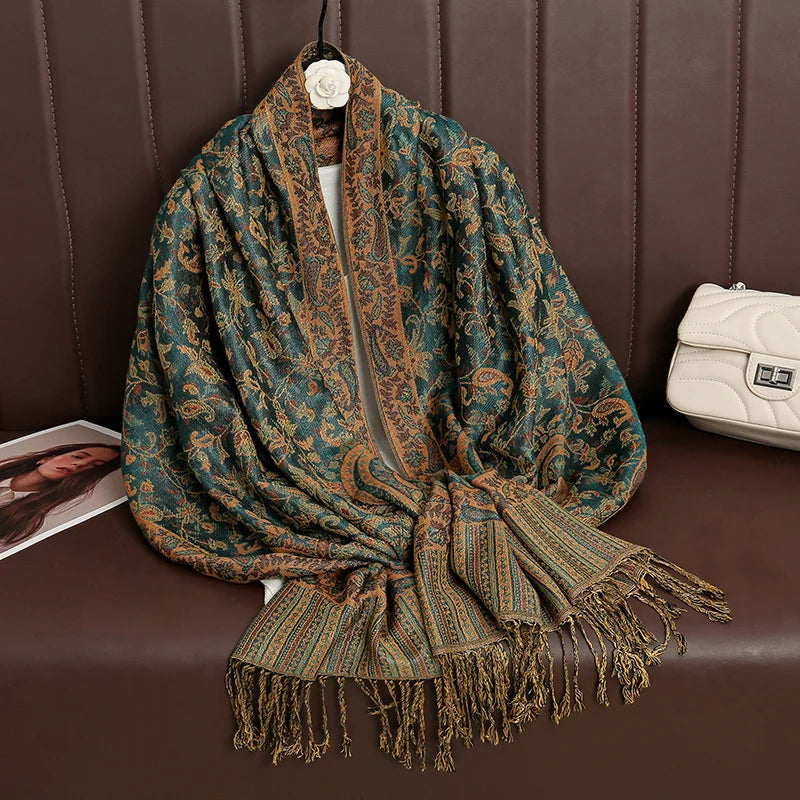 Paisley Print Cashmere Pashmina Shawl for Women – Warm Winter Wrap